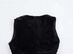 Spring Women Elegant Velvet Texture Pleated Midi Dress Bella Mia