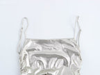 Women Clothing Metal Foil Pleated Slim Strap Dress Bella Mia