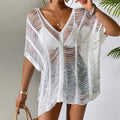 Summer Beach Cover-up Women Solid Color Sexy Knitted Beach V-neck Hollow Out Cutout Bikini Women Knitwear Bella Mia