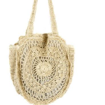 Floral Shoulder Bag round Large Capacity Hollow Out Cutout Straw Bag Straw Bag Woven Bag Vacation Beach Bag Bella Mia