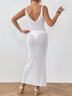 Beach Casual Solid Color Knitted Spaghetti Straps Knitted Blouse Outwear Dress Women Bella Mia