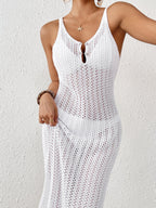 Beach Casual Solid Color Knitted Spaghetti Straps Knitted Blouse Outwear Dress Women Bella Mia