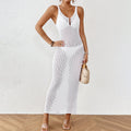 Beach Casual Solid Color Knitted Spaghetti Straps Knitted Blouse Outwear Dress Women Bella Mia