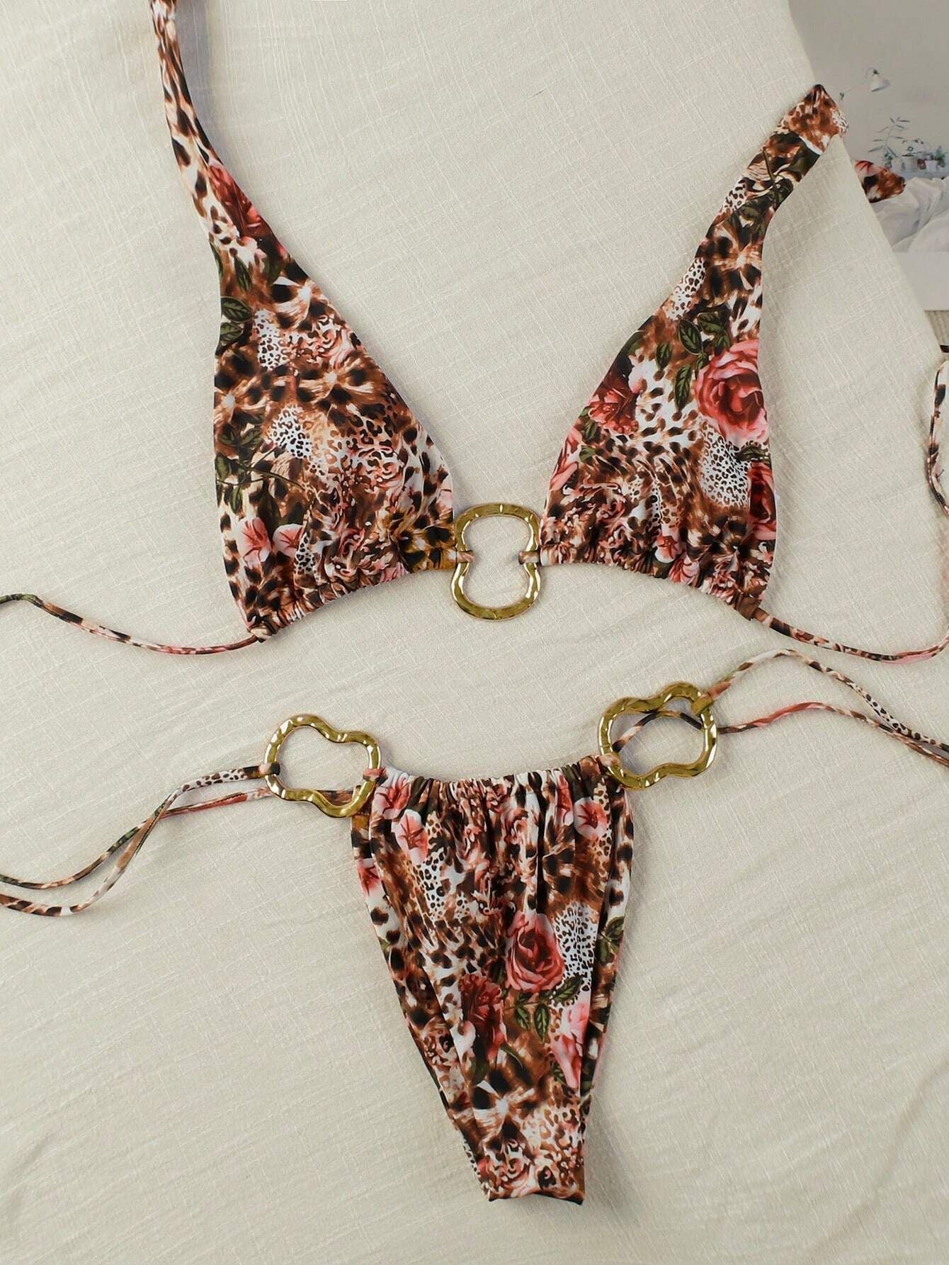 Sexy Bikini Two Piece Sets Lace Printing Low Waist Women Halter Sexy Women Arrival Bella Mia