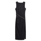 Women Clothing Elegant Slim Shiny Ornament Velvet Sleeveless Dress Bella Mia