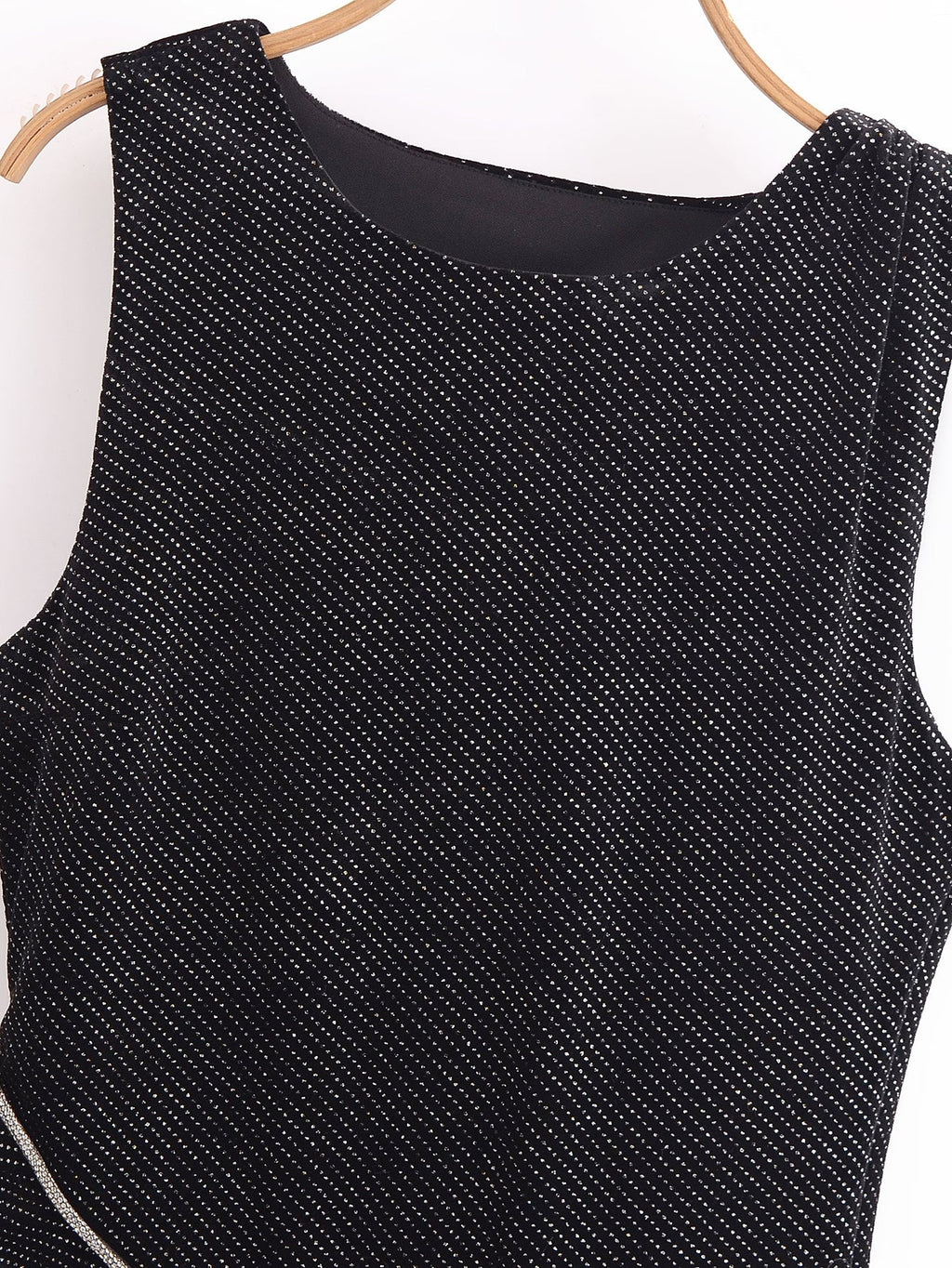 Women Clothing Elegant Slim Shiny Ornament Velvet Sleeveless Dress Bella Mia