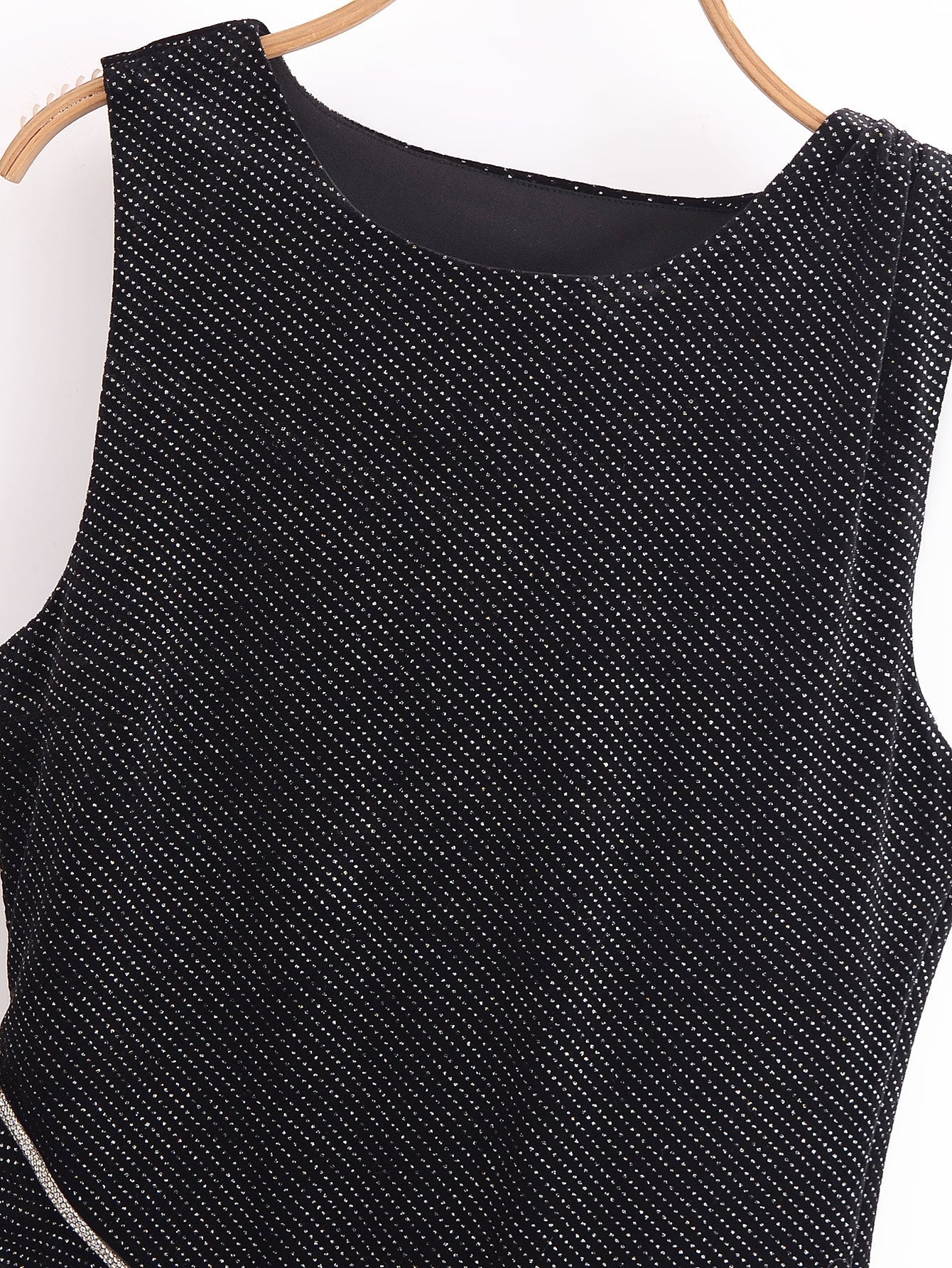 Women Clothing Elegant Slim Shiny Ornament Velvet Sleeveless Dress Bella Mia