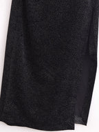Women Clothing Elegant Slim Shiny Ornament Velvet Sleeveless Dress Bella Mia