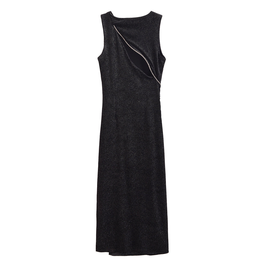 Women Clothing Elegant Slim Shiny Ornament Velvet Sleeveless Dress Bella Mia