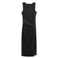 Women Clothing Elegant Slim Shiny Ornament Velvet Sleeveless Dress Bella Mia