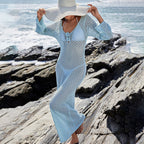Beach Dress Women Solid Color Knitted Floating Floral Beach Bikini Swimsuit Blouse Sun Protective Clothing Bella Mia