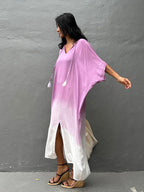 Gradient Color Rayon Beach Dress Vacation Beach Cover Up Swimsuit Outwear Dress Women Slit Bella Mia