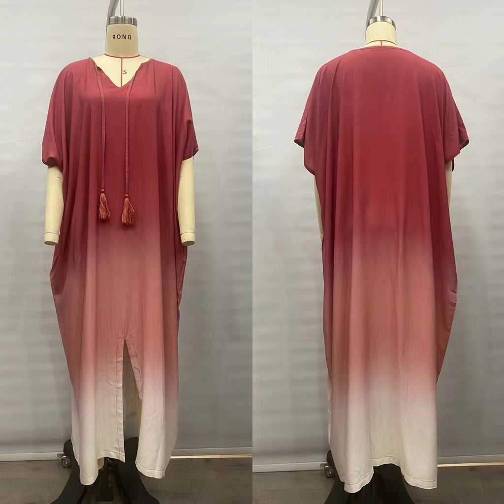 Gradient Color Rayon Beach Dress Vacation Beach Cover Up Swimsuit Outwear Dress Women Slit Bella Mia