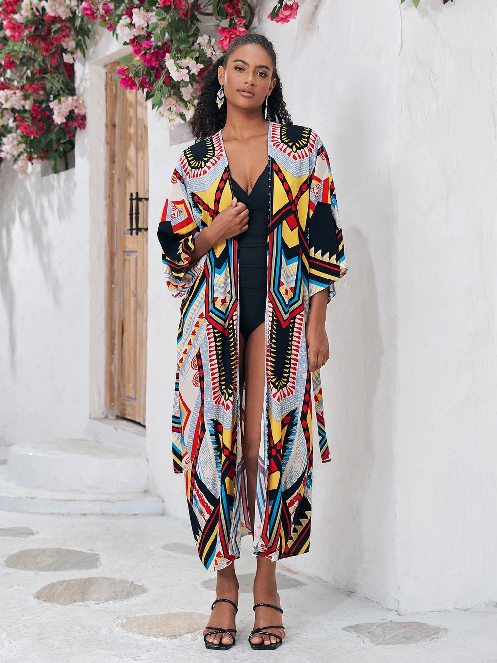 Cotton Holiday Loose Sun Protection Cardigan Long Beach Jacket Bikini Cover up Swimsuit Blouse Bella Mia