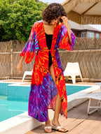 Cotton Holiday Loose Sun Protection Cardigan Long Beach Jacket Bikini Cover up Swimsuit Blouse Bella Mia