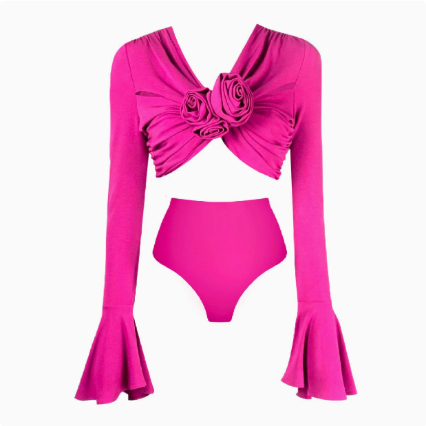 Solid Color High Waist Long Sleeve Two Piece Swimsuit Women Sexy Swimsuit Swimsuit Bella Mia