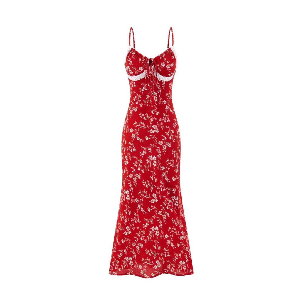 Summer Vintage Waist Controlled Slimming Sling Sheath Fishtail Dress Dress Women
