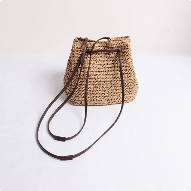 Simple Straw Bag One Shoulder Crossbody Straw Bag Woven Bag Women Seaside Vacation Beach Bag Bella Mia