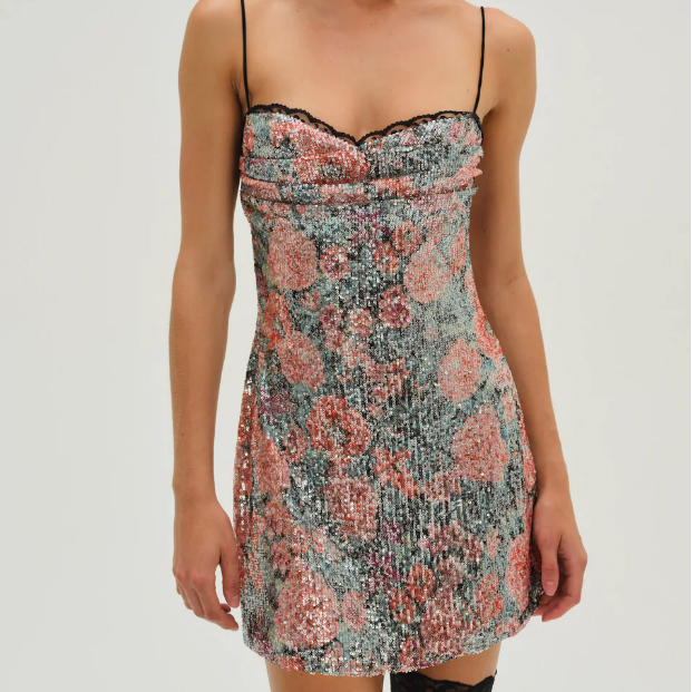 Sexy Rose Sequin Sling Dress Women Summer Girls Slim Fit Hip Wrapped Short Dress Bella Mia