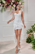 Dress Sexy Slit Lace Stitching Lace Fairy Dress Goddess Sling Swallowtail Dress Bella Mia