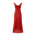 Spring Vacation Elegant Bright Red Floral Printed V neck Maxi Dress