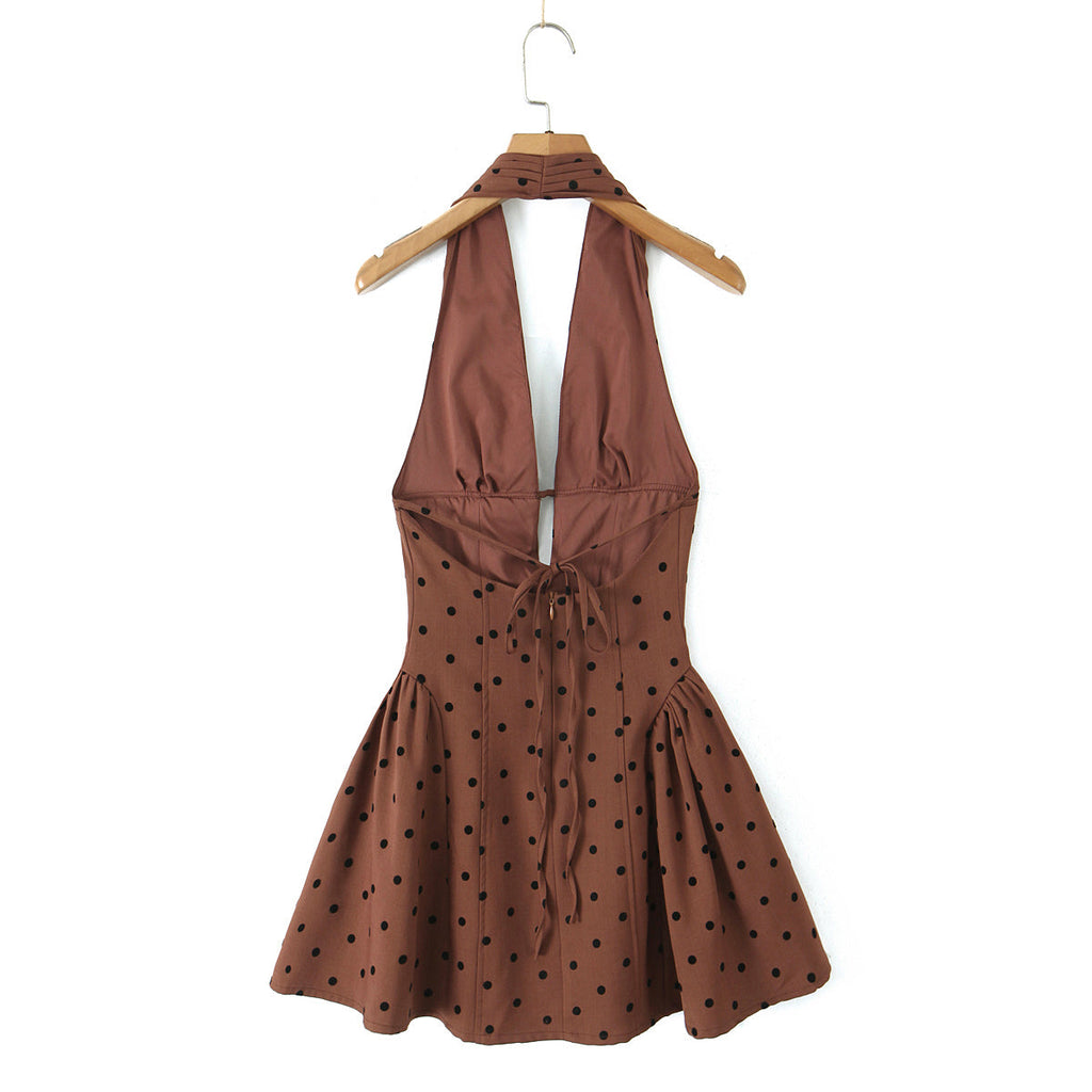 Sweet Rhinestone Chic Halter Dress Retro Sexy Deep V Plunge neck Slim Fit Backless Mini Bella Mia