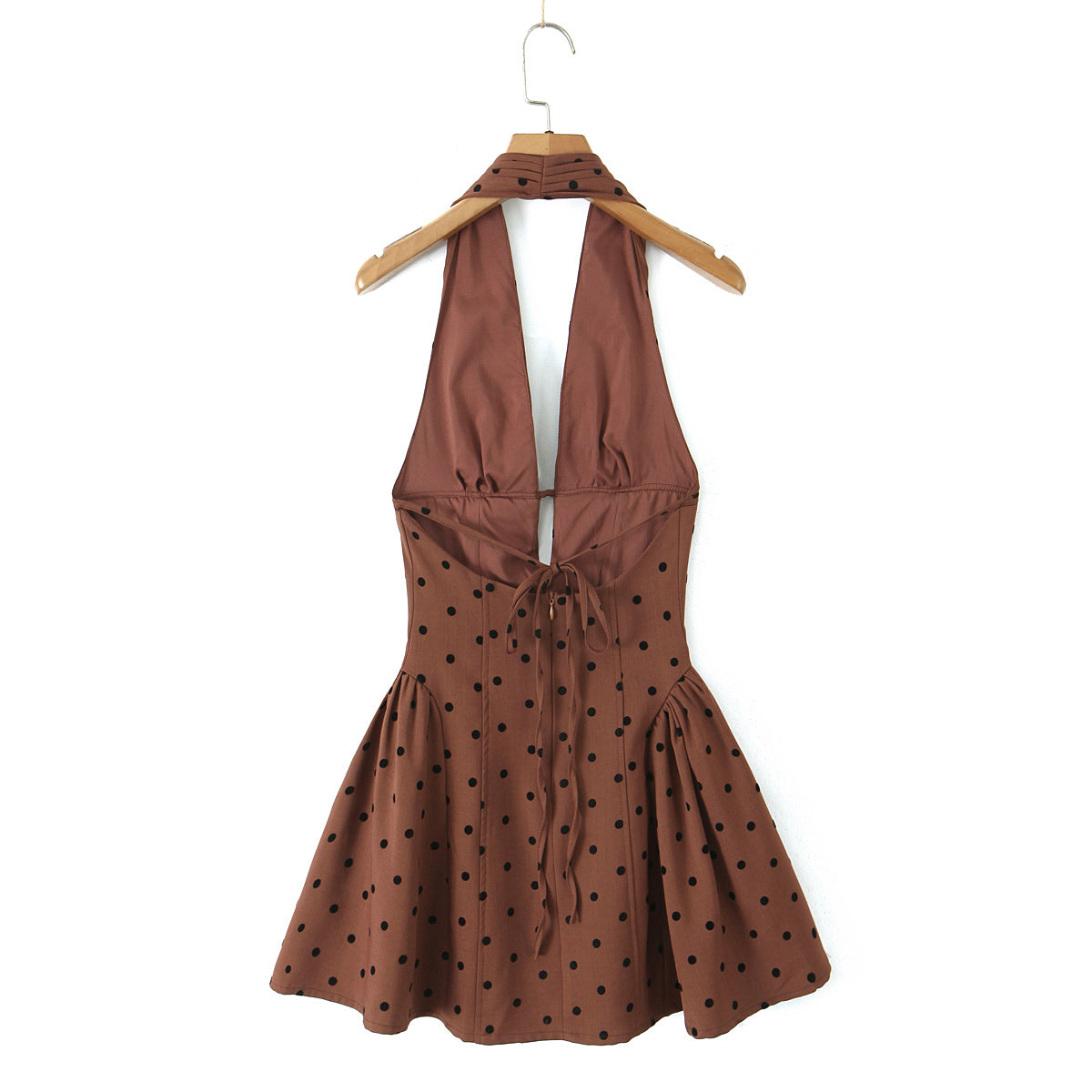 Sweet Rhinestone Chic Halter Dress Retro Sexy Deep V Plunge neck Slim Fit Backless Mini Bella Mia