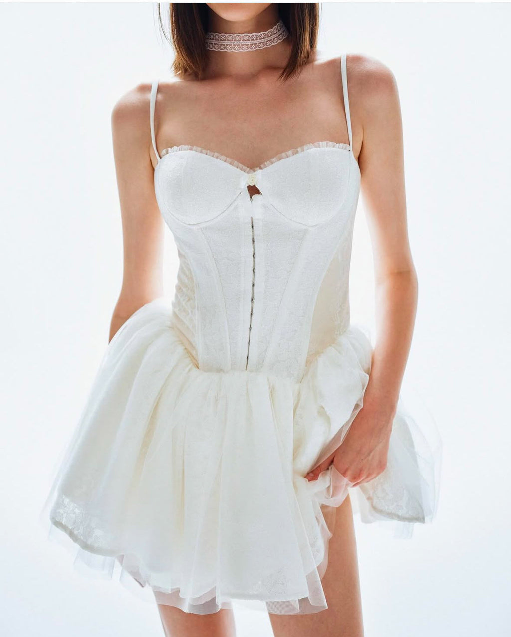 Spring Summer Vacation Sexy Little Fresh Sweet Spicy Waist Shaping Lace Embroidery Dress Bella Mia