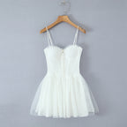 Spring Summer Vacation Sexy Little Fresh Sweet Spicy Waist Shaping Lace Embroidery Dress Bella Mia