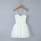 Spring Summer Vacation Sexy Little Fresh Sweet Spicy Waist Shaping Lace Embroidery Dress Bella Mia