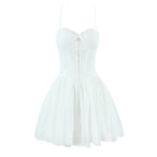 Spring Summer Vacation Sexy Little Fresh Sweet Spicy Waist Shaping Lace Embroidery Dress Bella Mia