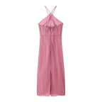 Spring Summer Women Clothing Sexy Sexy Slim Halter Lace up Texture Dress Bella Mia