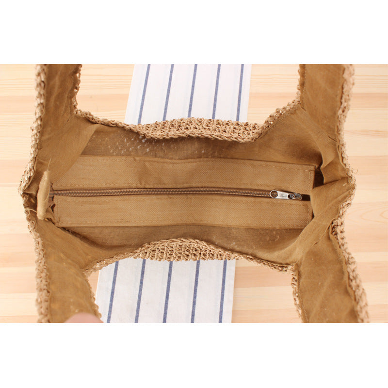 Shoulder Straw Bag Mori Hand Woven Bag Casual Large Capacity Beach Bag Bella Mia