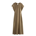 Satin Dress Satin Sleeveless Dress Casual Solid Color V neck Silk Satin Midi Dress Bella Mia