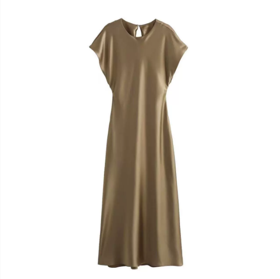 Satin Dress Satin Sleeveless Dress Casual Solid Color V neck Silk Satin Midi Dress Bella Mia