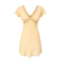 Spring Retro Debutante Classical Lace Stitching V neck Short Sleeve Dress