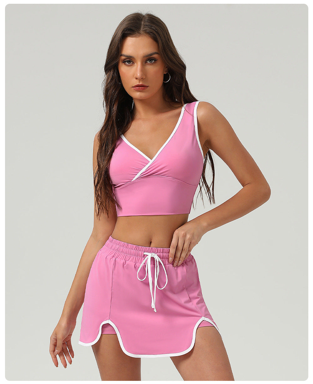 Summer Sports Casual Suit Running Exercise Vest Short Skirt Golf Suit Badminton Tennis Women Bella Mia