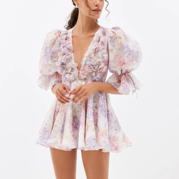 Spring Summer Sexy Chiffon Three Dimensional Floral Floral Dress Bella Mia