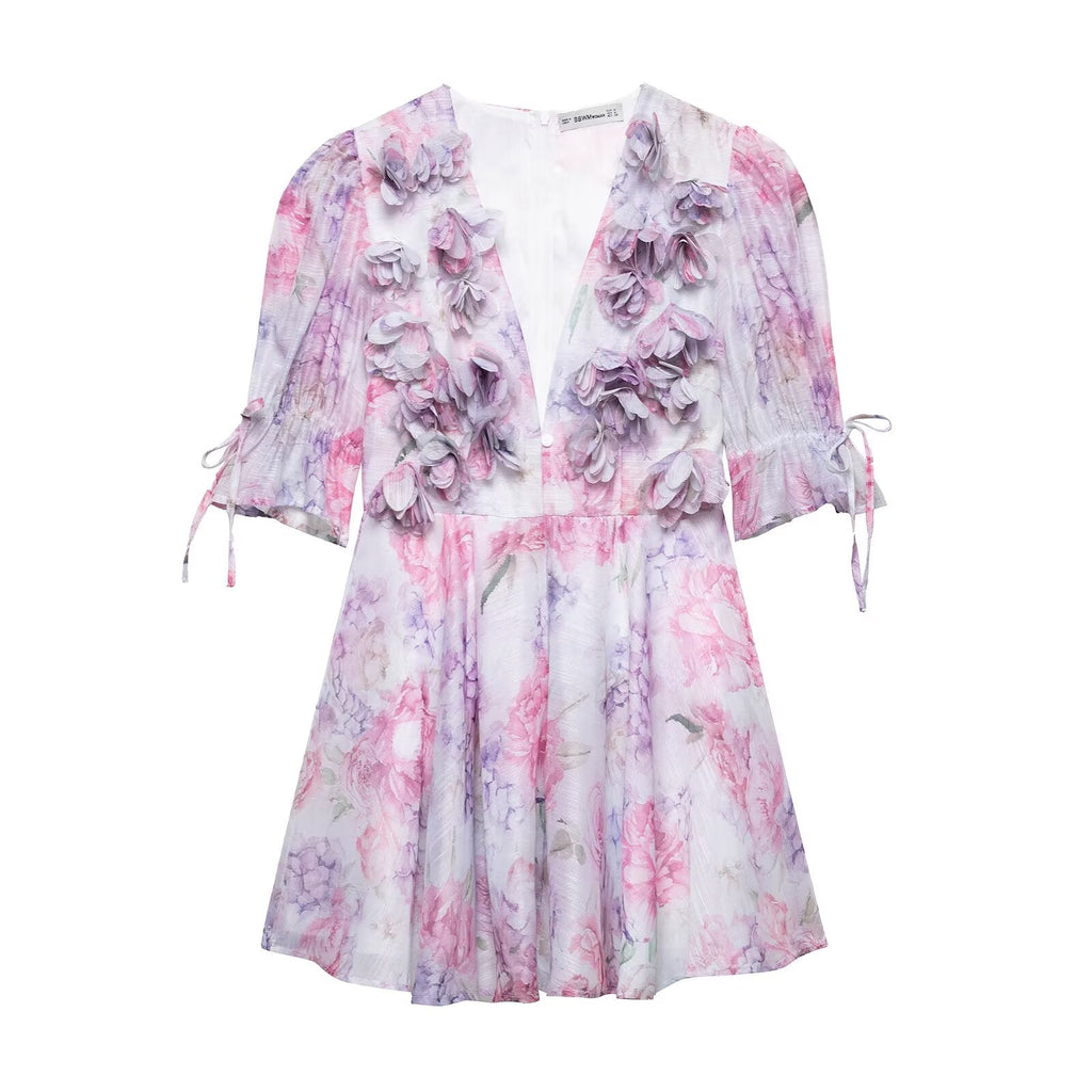 Spring Summer Sexy Chiffon Three Dimensional Floral Floral Dress Bella Mia