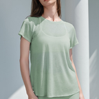 Summer Bunchy Yarn Breathable Yoga T Shirt Hollow Out Cutout out Beauty Back Sports Top Women Yoga Clothes round Neck Fitness Short Sleeve Summer Bella Mia
