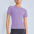 Spring Summer 3D Seamless Weaving Texture Sports Yoga Training Fitness Tight Short Sleeve Yoga T shirt Top Bella Mia