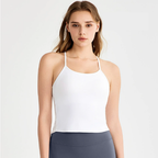 Spring Summer Cool Feeling Spaghetti Strap Yoga Vest Women Beauty Back Dovetail Split Sling Fixed Cup Breathable Workout Clothes Top Bella Mia