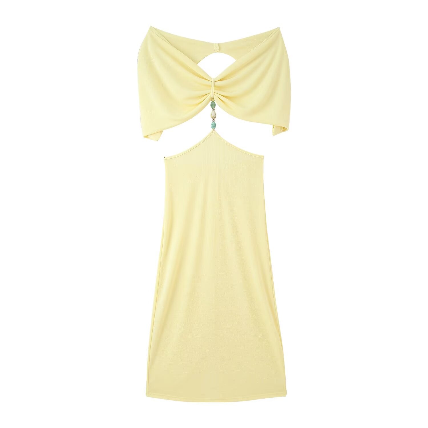 Women Clothing French Simple Sexy Backless Beads Dress Bella Mia