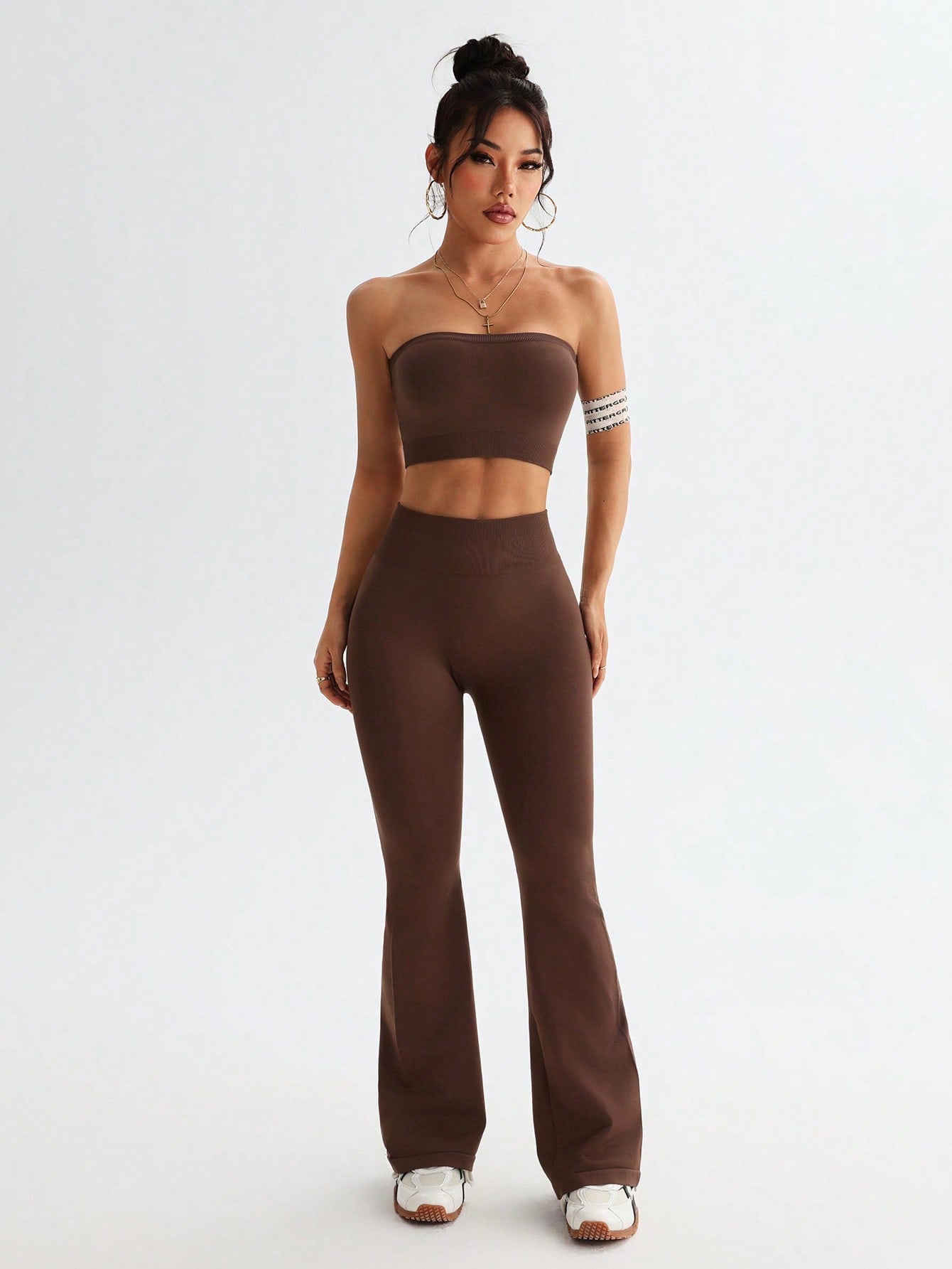 Vest Wide Leg Tight Seamless Hip Lifting Yoga Bell Bottom Pants Two Piece Sets Abdominal Shaping High Waist Bootcut Casual Exercise Yoga Clothes Bella Mia