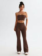 Vest Wide Leg Tight Seamless Hip Lifting Yoga Bell Bottom Pants Two Piece Sets Abdominal Shaping High Waist Bootcut Casual Exercise Yoga Clothes Bella Mia
