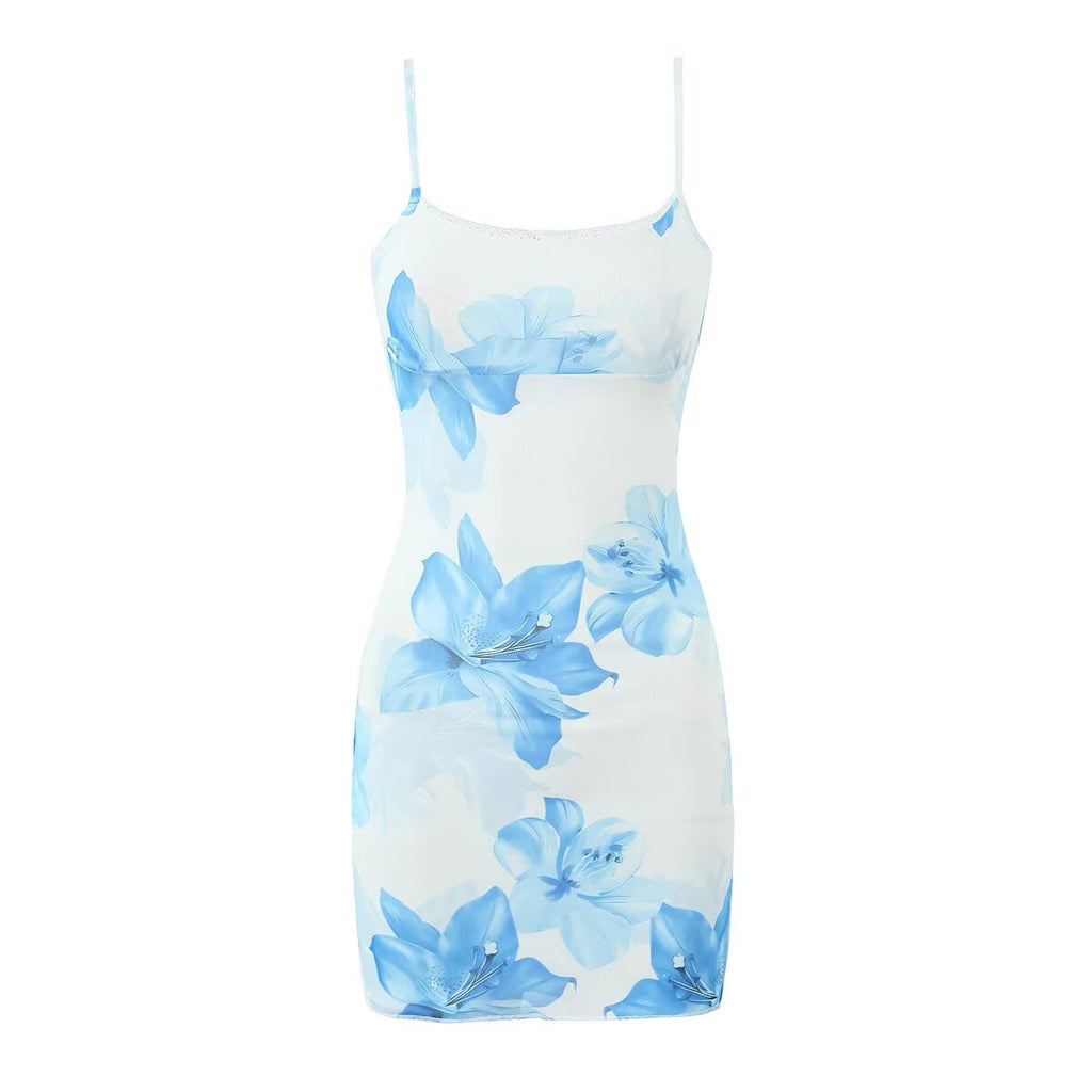 Summer Sexy Print Slim Fit Slimming Spaghetti Straps Hip Dress Bella Mia