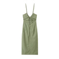 Spring Women Clothing French Design Linen Midi Dress