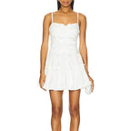 Sweet White Bow Layered Slim Mini Dress Women Summer Sexy Suspenders Puff Short Dress Bella Mia