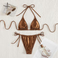 Foreign Single Split Swimsuit Sexy Bikini Solid Color Halter Biniki Low Waist Swimsuit Bella Mia