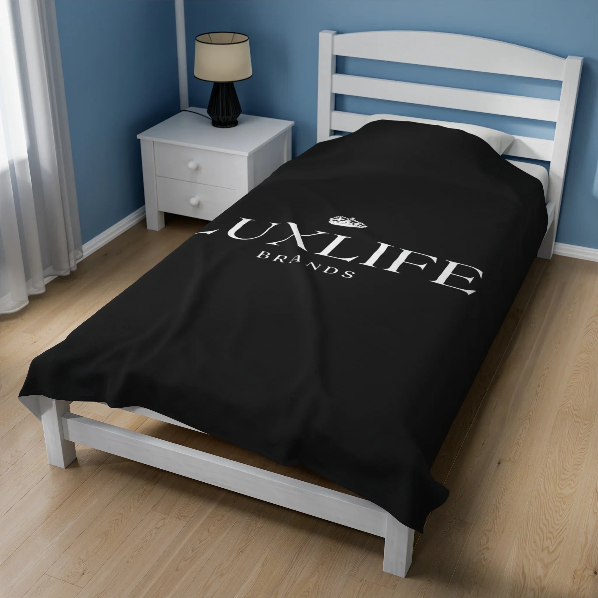 Luxlife Brands Black Velveteen Plush Blanket Printify